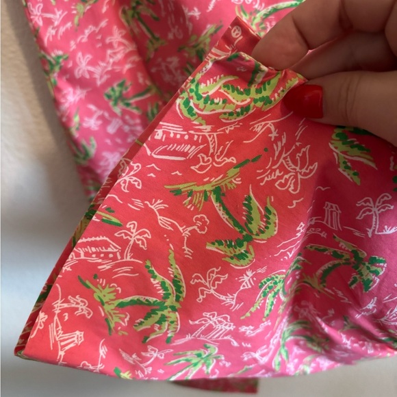 Lilly Pulitzer Pink Palm Tree Print Capri Pants Women’s 8 Tropical - Picture 6 of 8